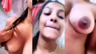 19-year-old Bangladeshi girl is seen tempting BF with tits